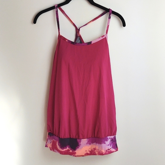 Nike Cascade Sport Fuschia Tankini Swim Top Draped Open Back Size Small - Picture 5 of 11